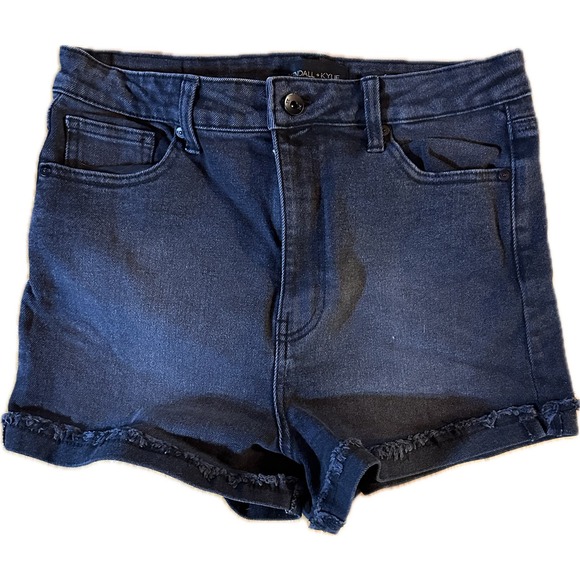 Women's Kendall & Kylie Super High Rise Cut-Off Denim Shorts Black Frayed Hem 13 - Picture 1 of 6